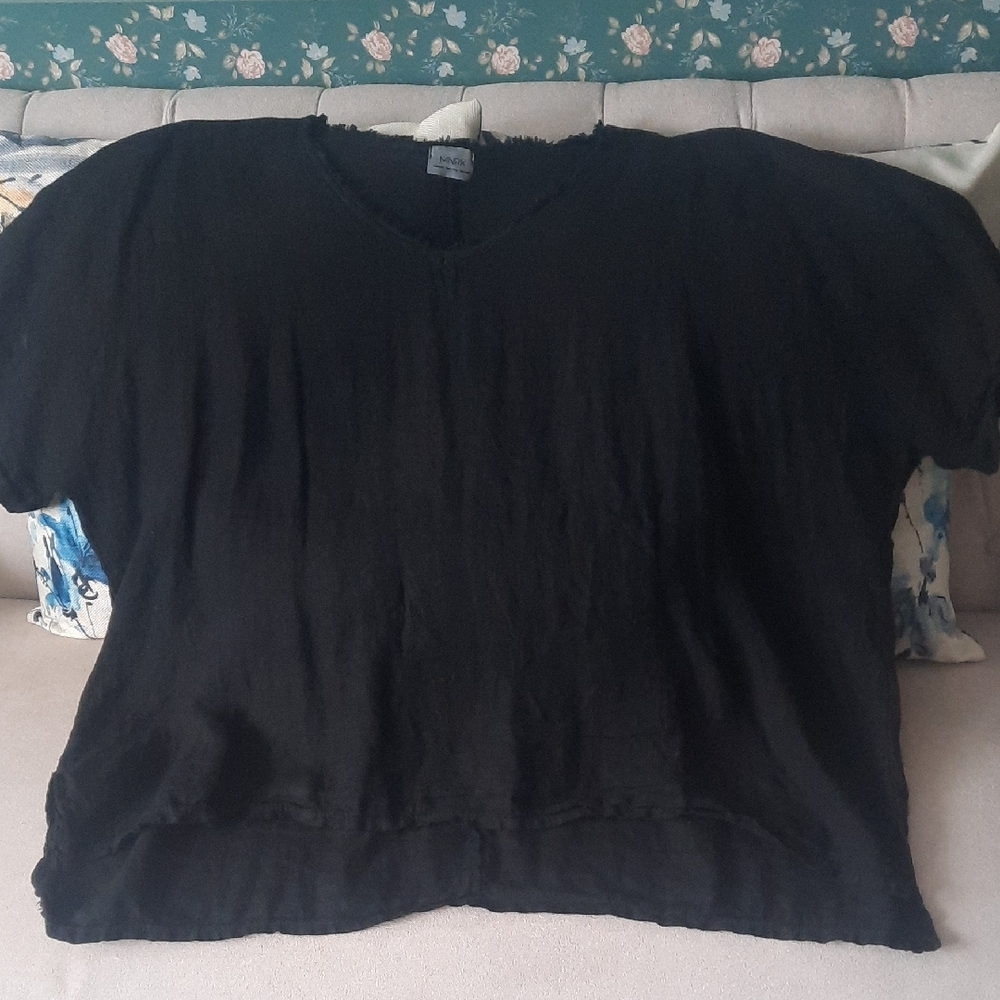 Black V-Neck Short Sleeve Top